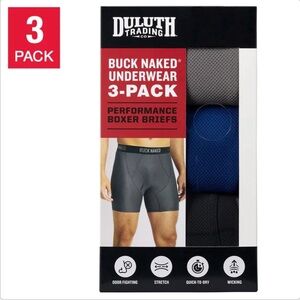 NEW Men’s Duluth Trading Co Buck Naked Boxer Briefs 3-Pack - Gray, Blue, Black M